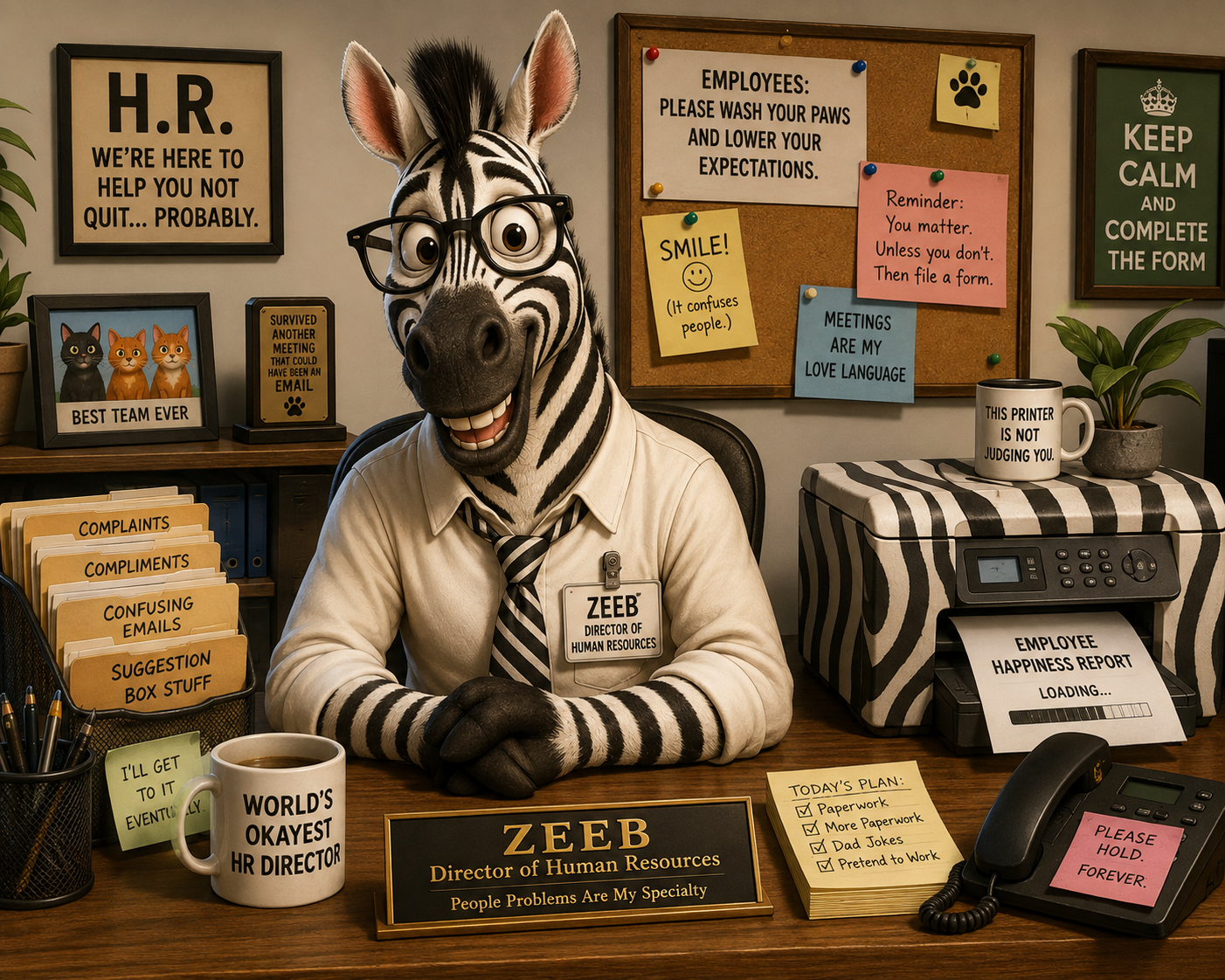Zeeb, FIA Director of Human Resources at his desk